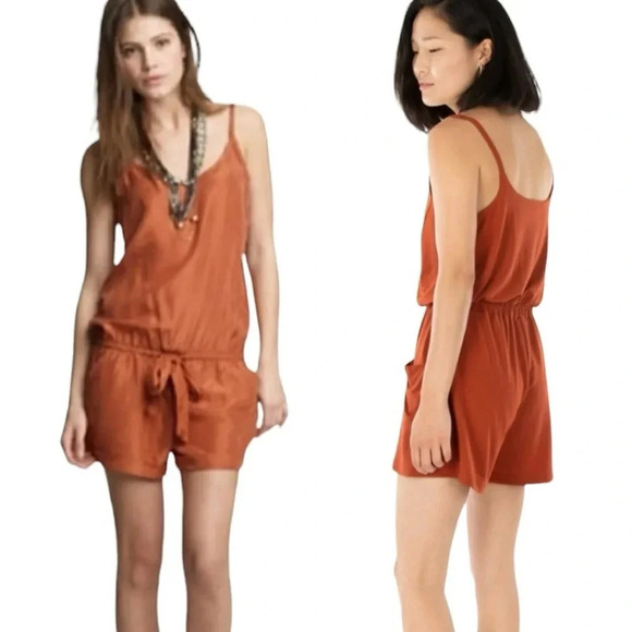J. CREW Drapey Burnt Orange Sleeveless Romper Size XS - Picture 2 of 6